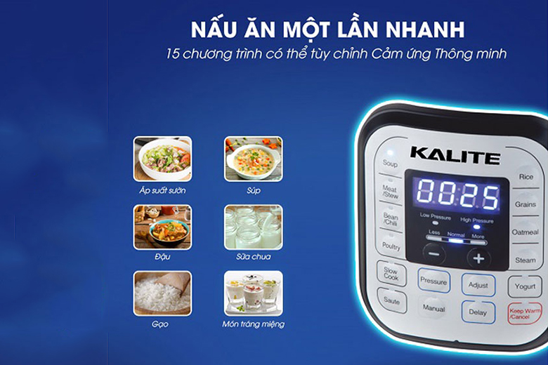 chức năng nấu-Nồi áp suất điện Kalite 6 lít KL-636
