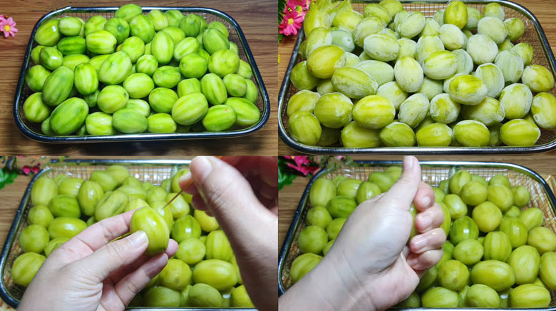 Cách làm mứt cóc chua ngọt: Sơ chế