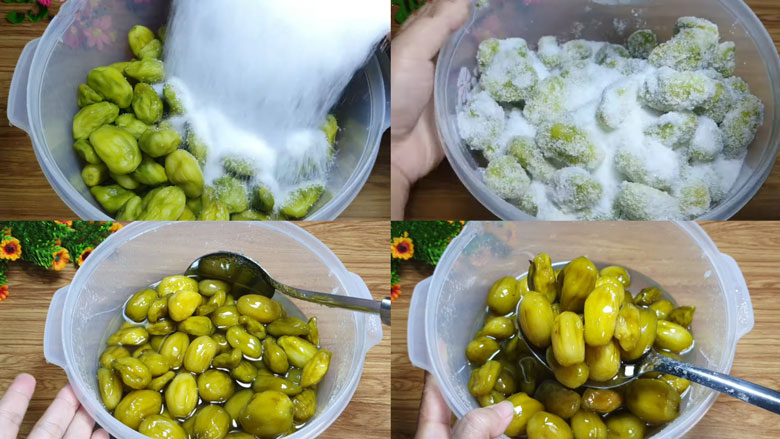 Cách làm mứt cóc chua ngọt: Ướp đường