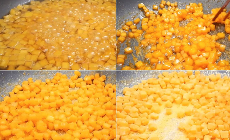 Cách làm mứt dừa màu vàng viên: Sên mứt