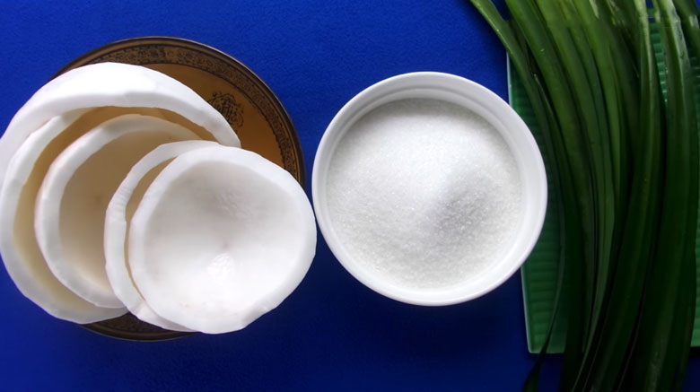 Cách làm mứt dừa màu xanh lá dứa: Nguyên liệu