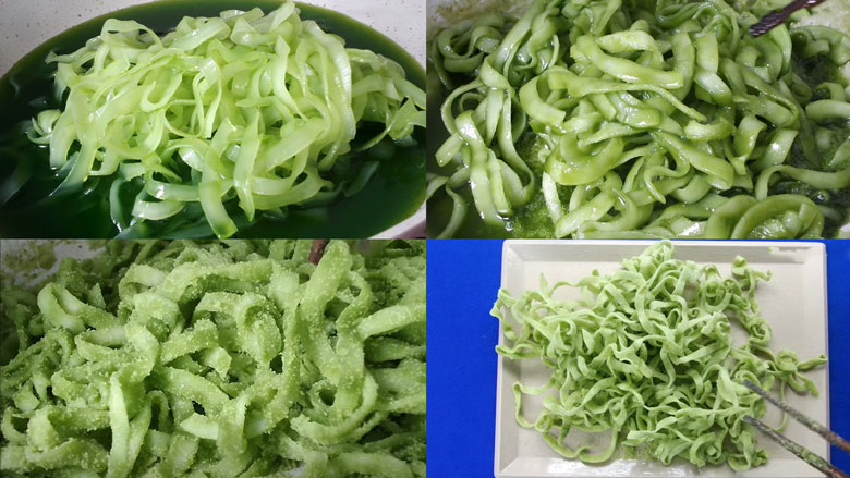 Cách làm mứt dừa màu xanh lá dứa: Sên mứt