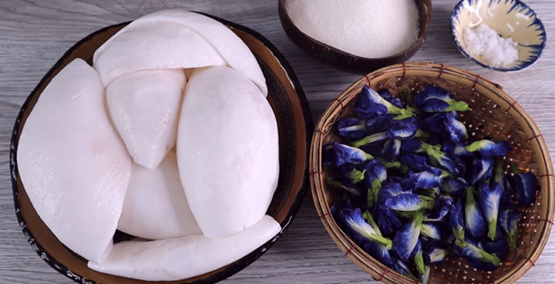 Cách làm mứt dừa màu xanh lam: Nguyên liệu