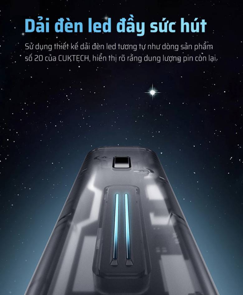 Sạc dự phòng CUKTECH 30W 10000mAh CKPB100SCHTB PB100S - hữu hệ thống đèn LED