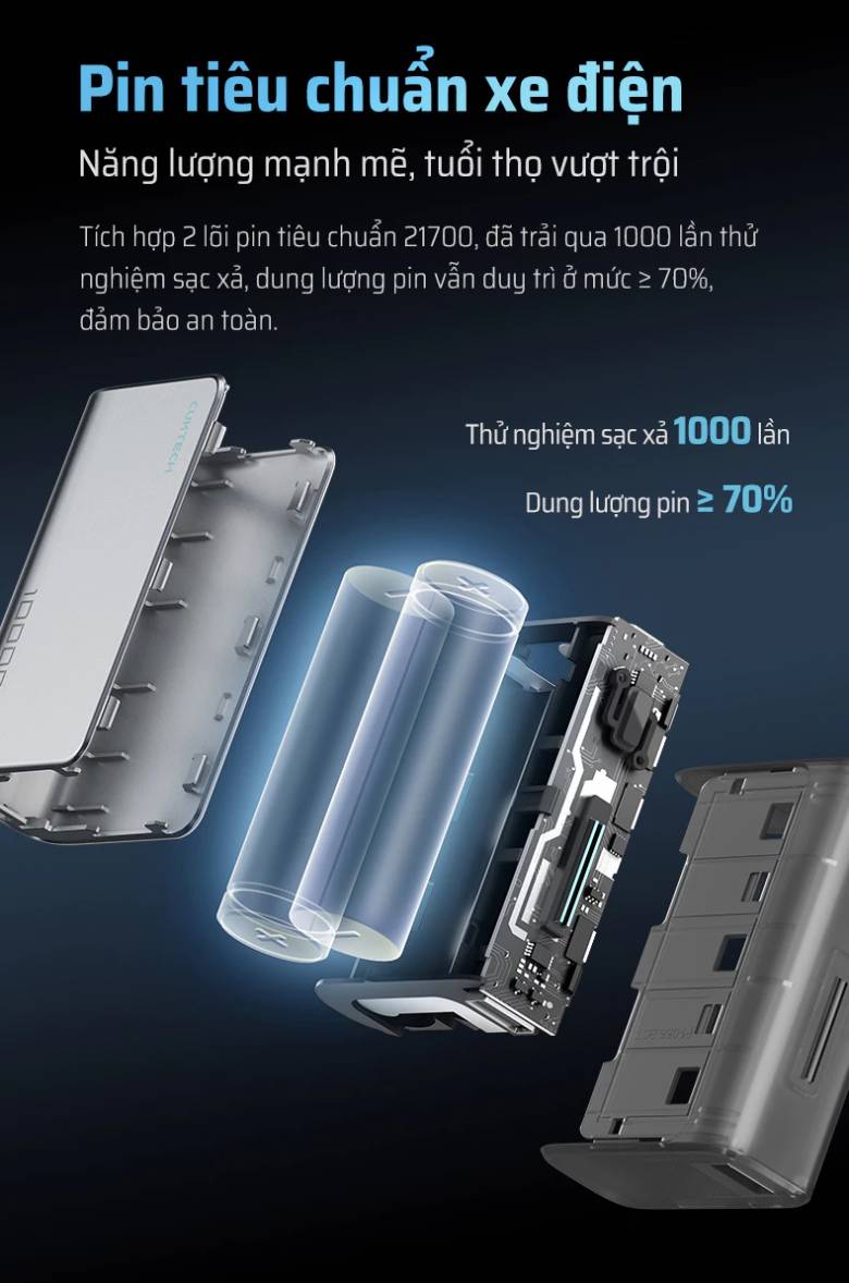 Sạc dự phòng CUKTECH 30W 10000mAh CKPB100SCHTB PB100S - Dung lượng 10.000mAh
