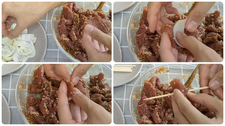 Cách làm bò lụi nướng đi xiên thịt
