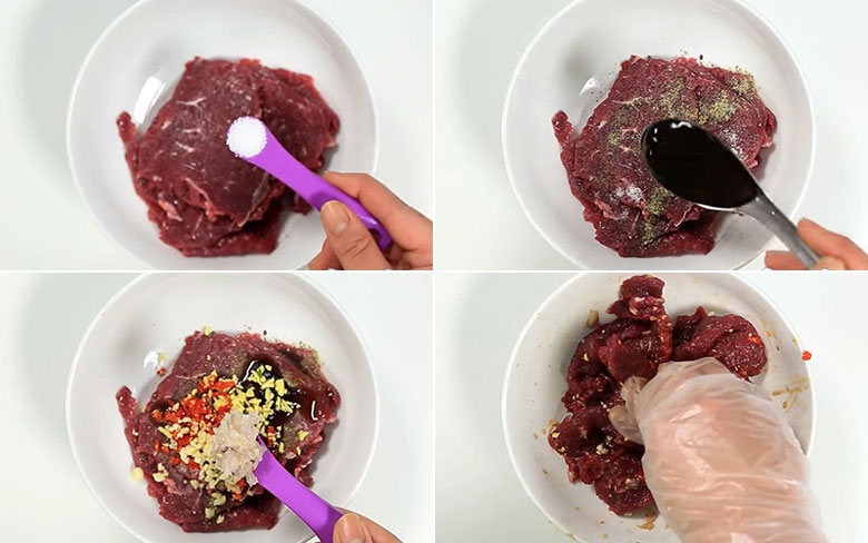 Cách làm bò nướng sả và mang thịt bò đi ướp