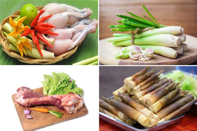 Cách làm lẩu ếch măng cay gồm các nguyên liệu