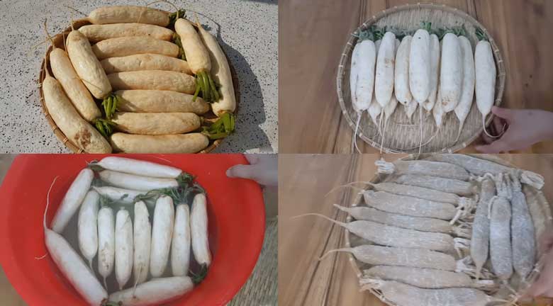 Mẹo làm củ cải muối hết mặn: Hướng dẫn làm củ cải muối bước 3+4