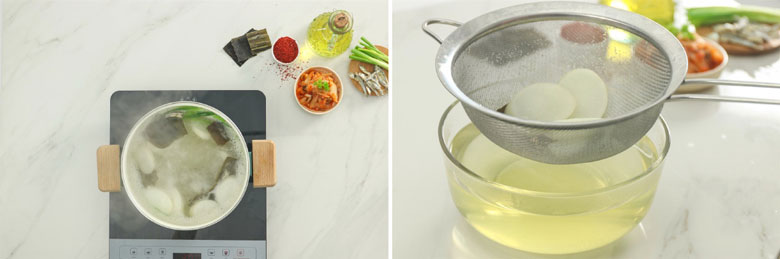 Cách nấu lẩu kim chi thịt bò nấu nước củ cải với cá cơm