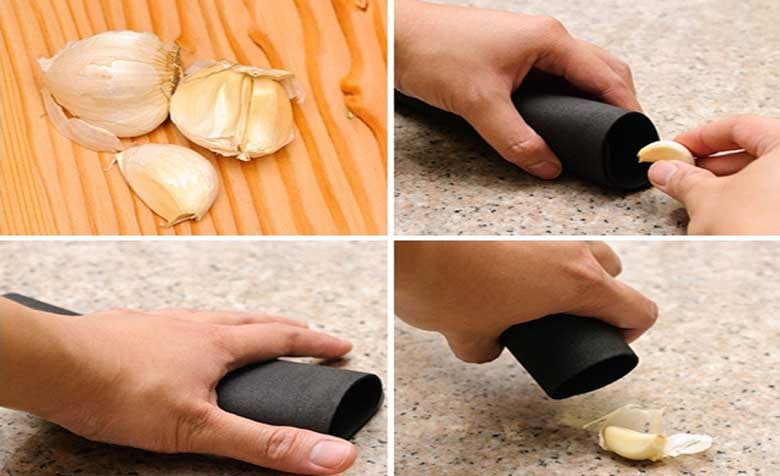 Cách bóc tỏi nhanh bằng miếng cao su