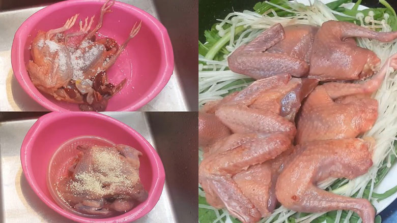 Cách làm lẩu cháo chim cần ướp thịt chim câu