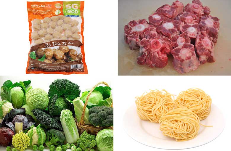 Cách nấu lẩu bò viên gồm các nguyên liệu