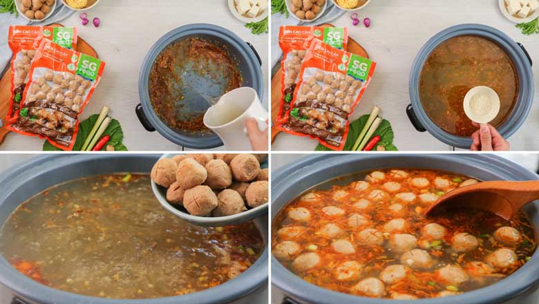 Cách nấu lẩu bò viên cần nấu nước lẩu