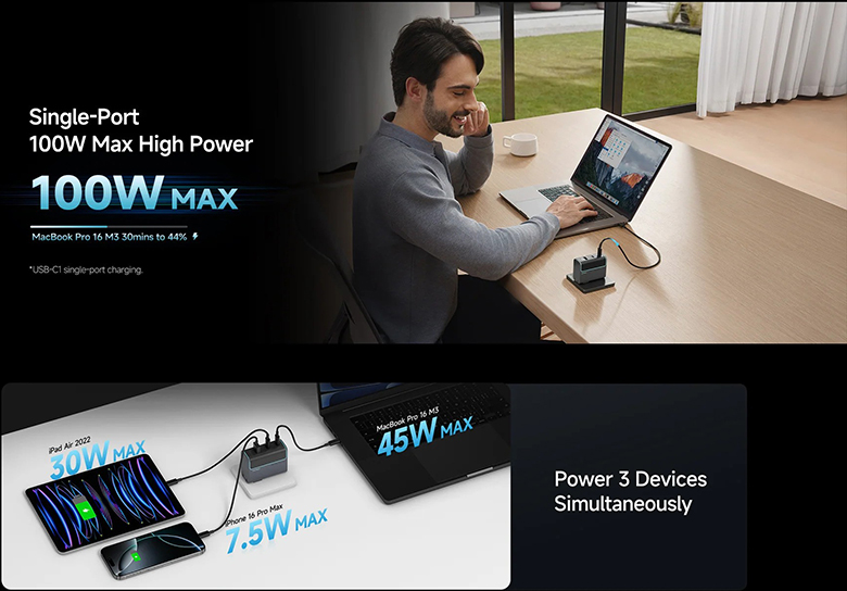 Củ sạc CUKTECH 100W GaN Charge CKAD1003CHOG AD1003 công suất cao