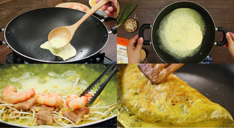 Mẹo làm bánh xèo giòn: Quá trình làm