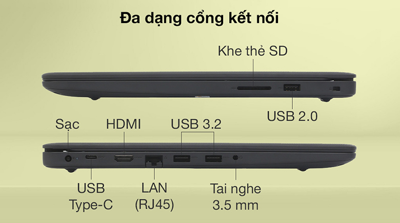 Đầy đủ kết nối - Laptop Dell Vostro 14 3400 YX51W3 