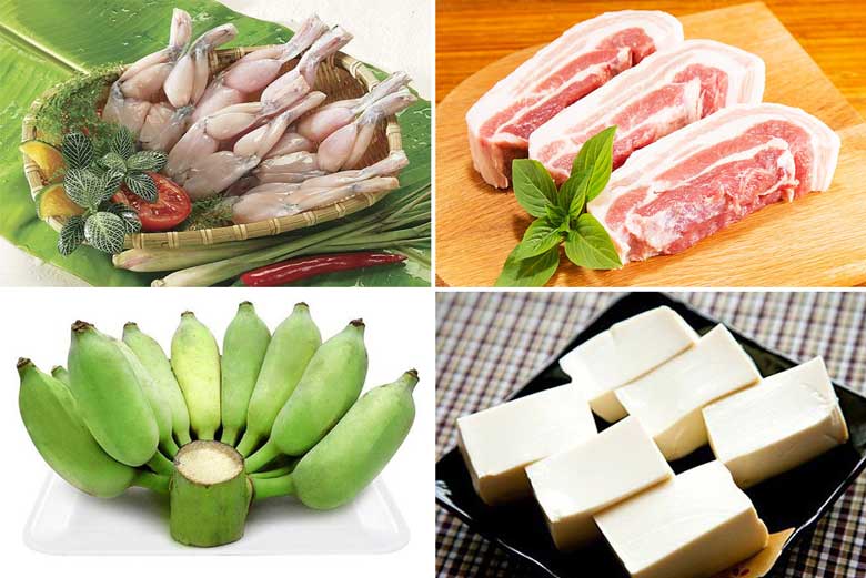 Cách làm lẩu ếch chuối đậu chuẩn bị nguyên liệu