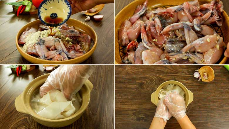 Cách làm lẩu ếch măng chua ngon sơ chế nguyên liệu