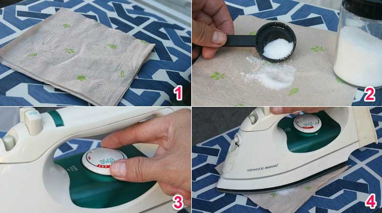 Cách làm sạch bàn ủi bằng muối
