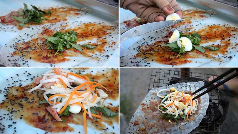 Cách làm mắm ruốc bánh tráng nướng thực hiện nướng