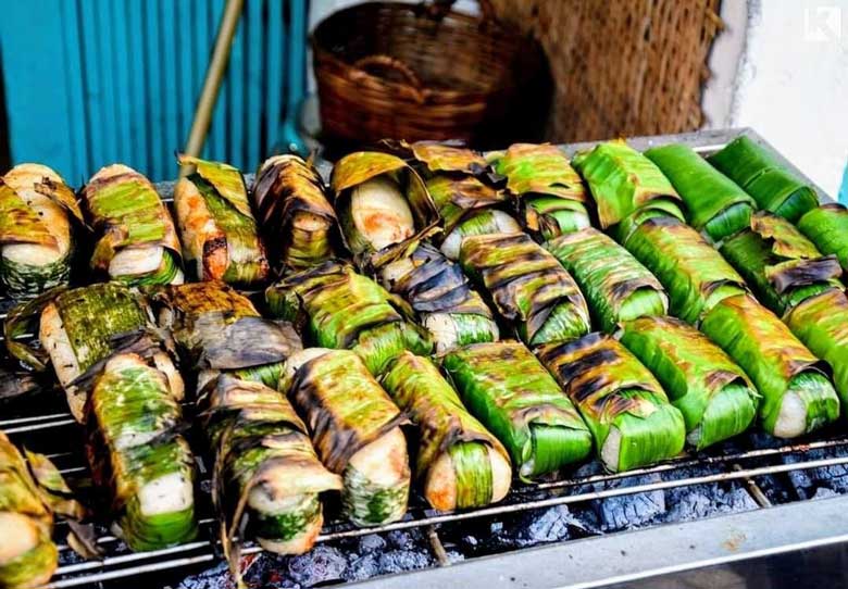 Cách làm chuối nướng nếp gói lá chuối nếp đem nướng