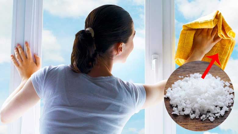 Cách lau cửa kính bằng muối
