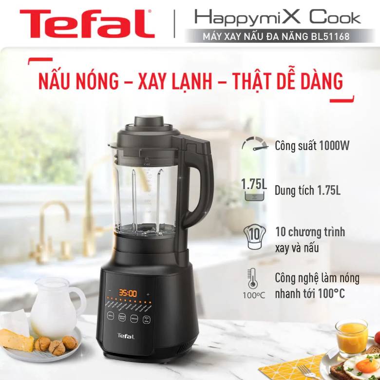 Máy xay sinh tố và làm sữa hạt Tefal BL511868 - 1000W