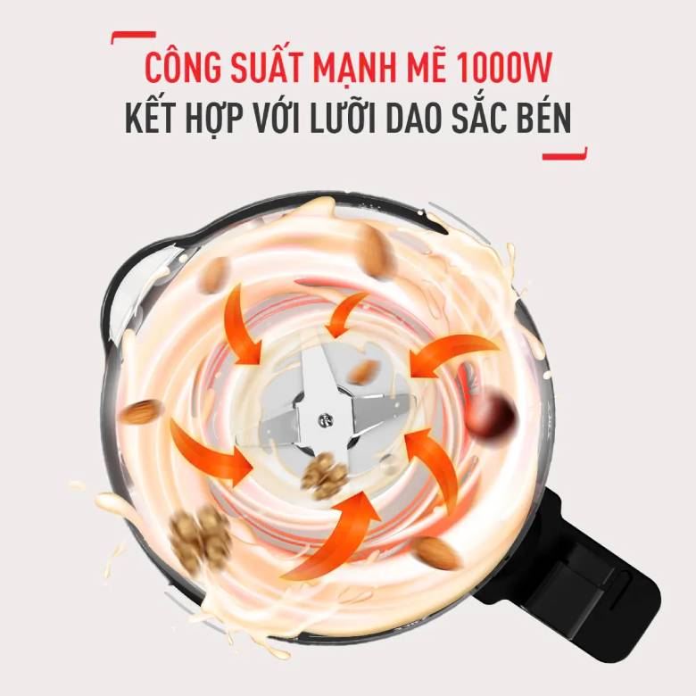 Máy xay sinh tố và làm sữa hạt Tefal BL511868 - 1000W Công suất 1000W mạnh mẽ