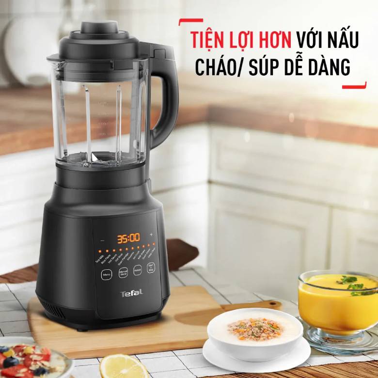 Máy xay sinh tố và làm sữa hạt Tefal BL511868 - 1000W Tính năng nấu cháo/súp tiện lợi