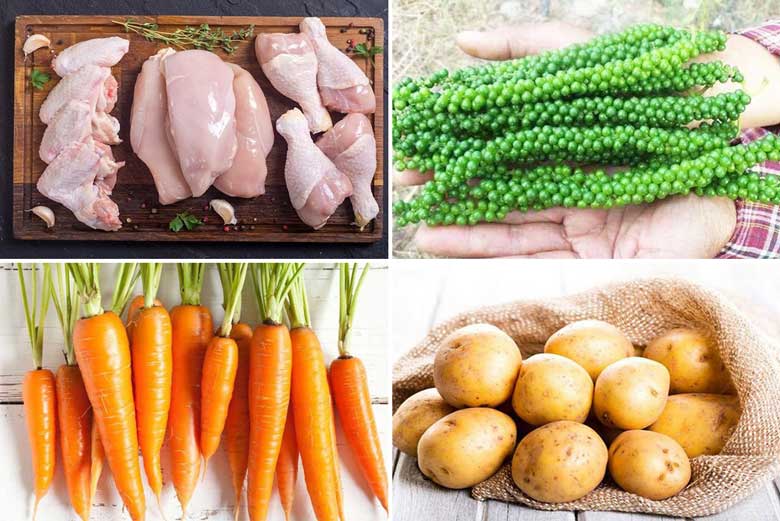 Cách nấu lẩu gà tiêu xanh với các nguyên liệu sau