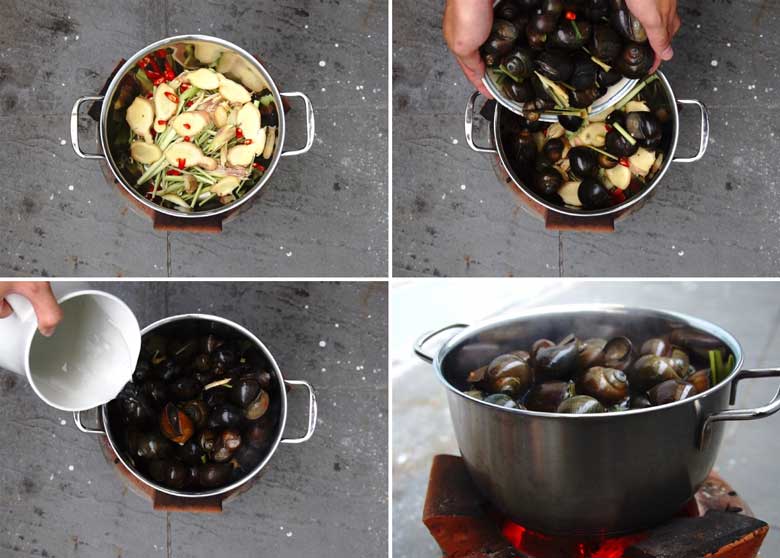 Cách làm món ốc nướng tiêu xanh bạn nên luộc qua ốc