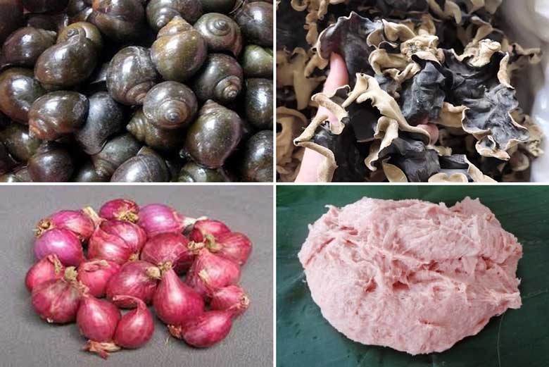 Cách làm chả ốc nướng lá lốt cùng với những nguyên liệu