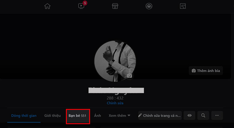 Ẩn bạn bè trên Facebook bằng máy tính: Bước 1