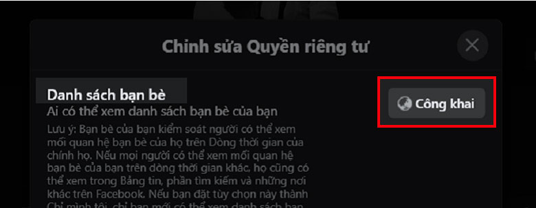 Ẩn bạn bè trên Facebook bằng máy tính: Bước 4