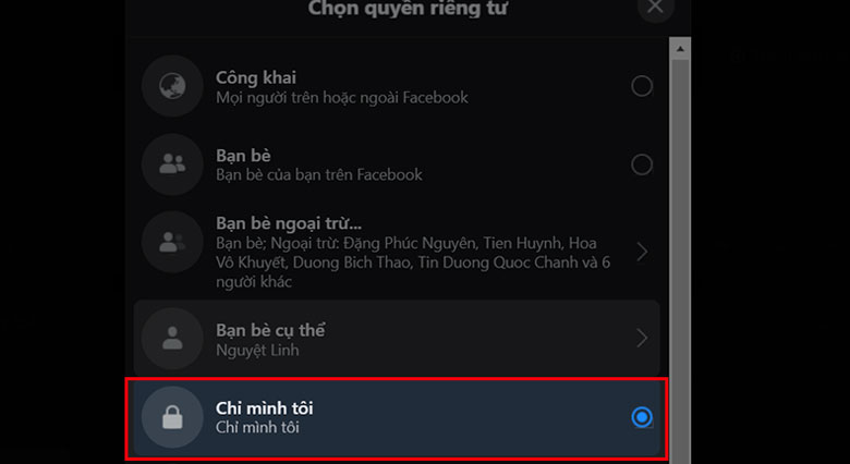 Ẩn bạn bè trên Facebook bằng máy tính: Bước 5