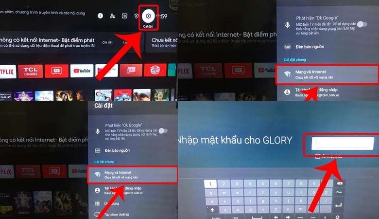 Cài đặt lại sau khi thực hiện cách reset tivi TCL