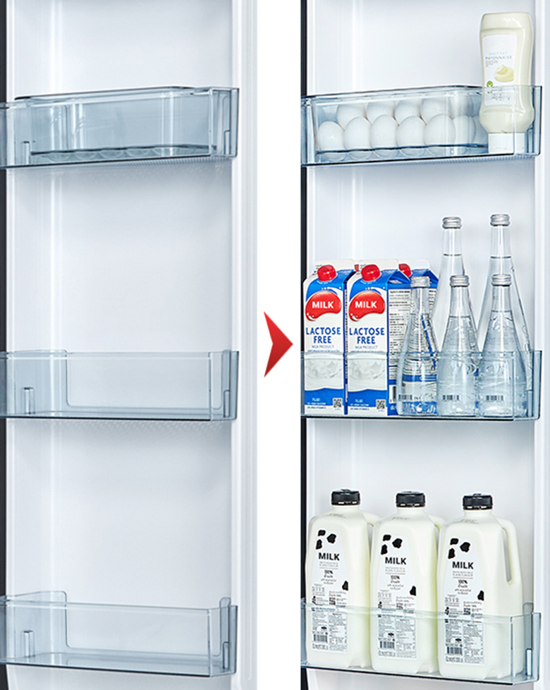 Tủ lạnh Hitachi Inverter HRSN9713ESGBKVN khay kệ tiện lợi