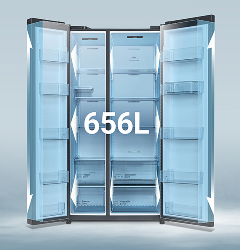 Tủ lạnh Side By Side Hitachi Inverter 656 lít HRSN9713ESGBKVN dung tích khủng