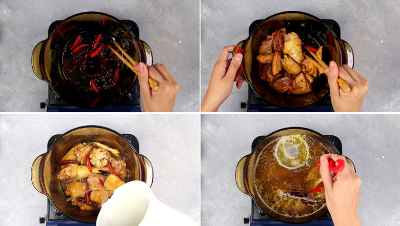 Cách làm lẩu gà Tứ Xuyên khi nấu nước lẩu