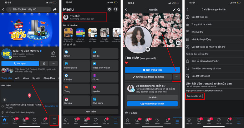 cách lấy id facebook trên điện thoại: Bước 1