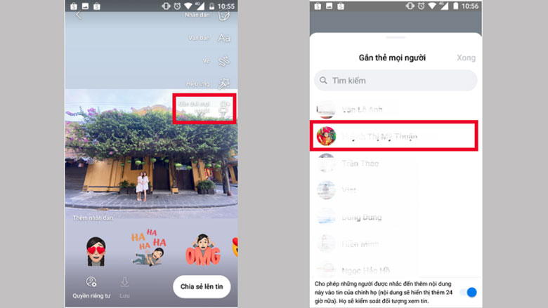 Cách tag bạn bè trên Facebook bằng điện thoại trong story: Bước 2