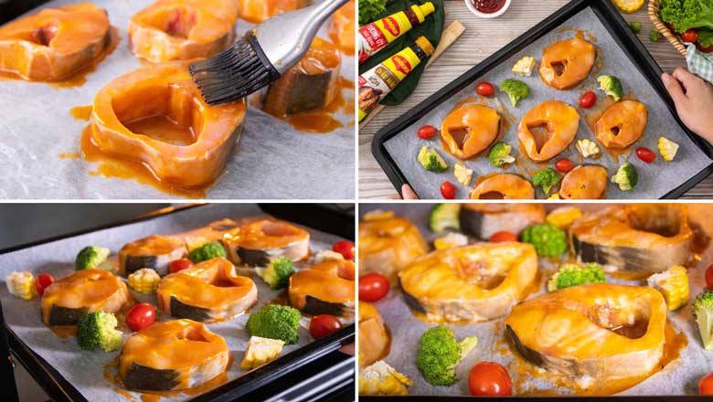 Cách tẩm ướp cá nướng rau củ rồi thực hiện nướng