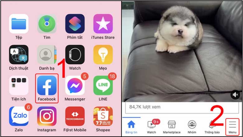 Cách khoá Facebook tạm thời trên điện thoại: Bước 1