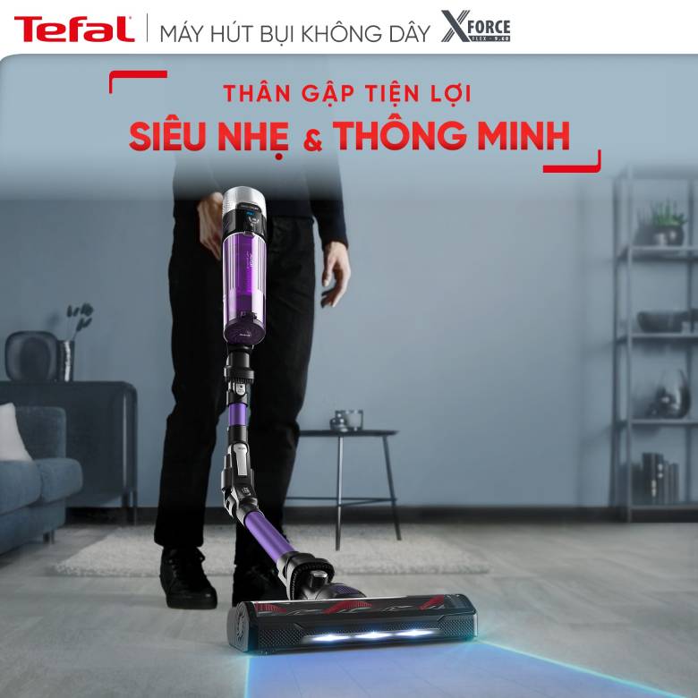 Máy húi bụi không dây Tefal X-force Flex 9.60 TY2039WO - Thân máy gập thông minh