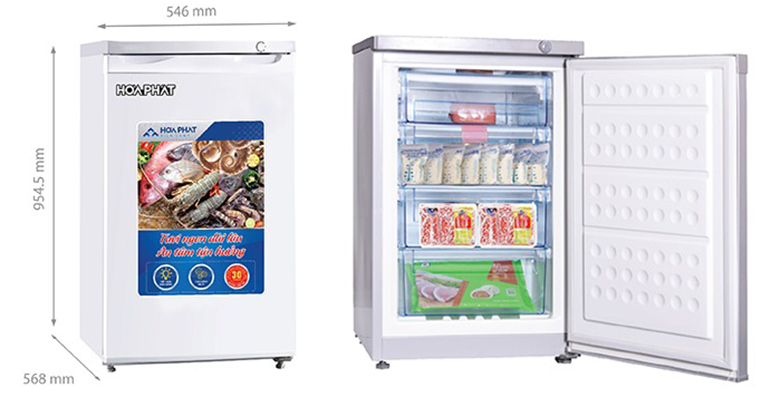 kích thước Tủ đá Hòa Phát 106 lít HUF300SR1