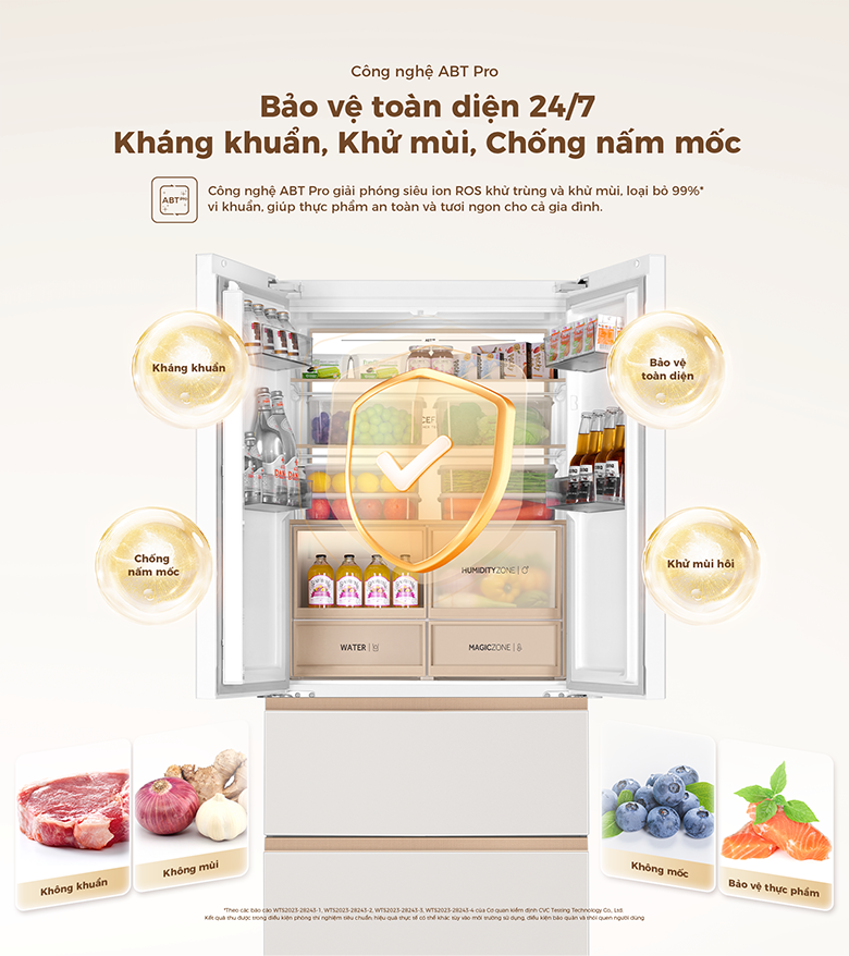 Tủ lạnh 4 cửa Aqua Inverter AQR-MA590XA(MC)U1 khử mùi