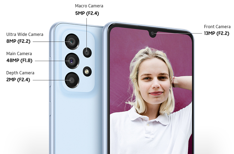 Điện thoại Samsung Galaxy A33 6GB/128Gb Xanh dương bộ 4 camera