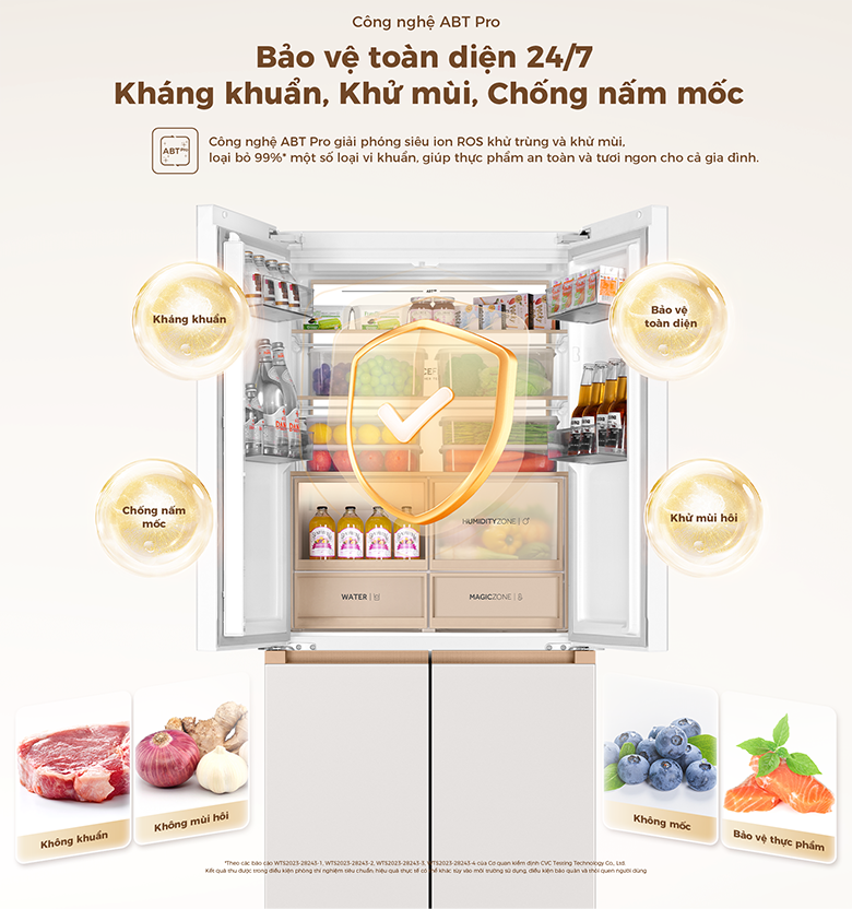 Tủ lạnh 4 cửa Aqua Inverter AQR-MA580XA(MC)U1 khử mùi