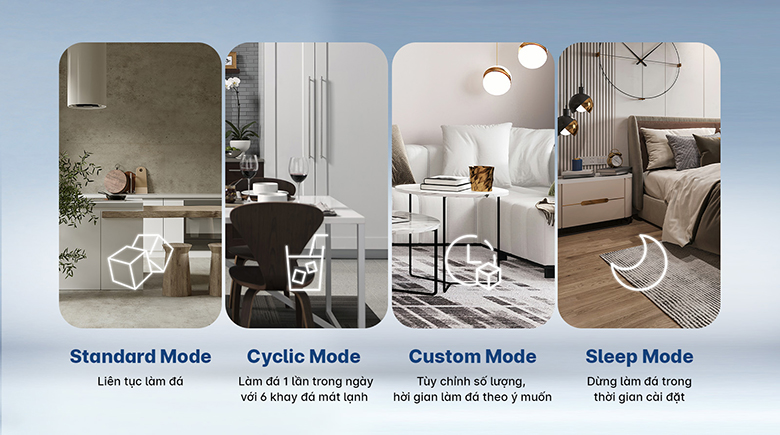 Tủ lạnh AQR-MA600XA(KGL)U1 có 4 chế độ làm đá